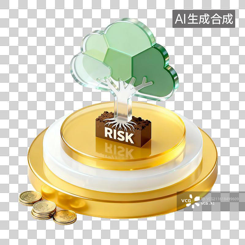 【AI数字艺术】金色华丽科技感玻璃金融插画元素图片素材