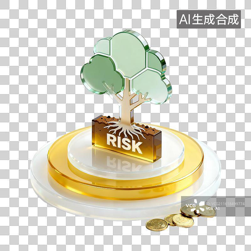 【AI数字艺术】金色华丽科技感玻璃金融插画元素图片素材