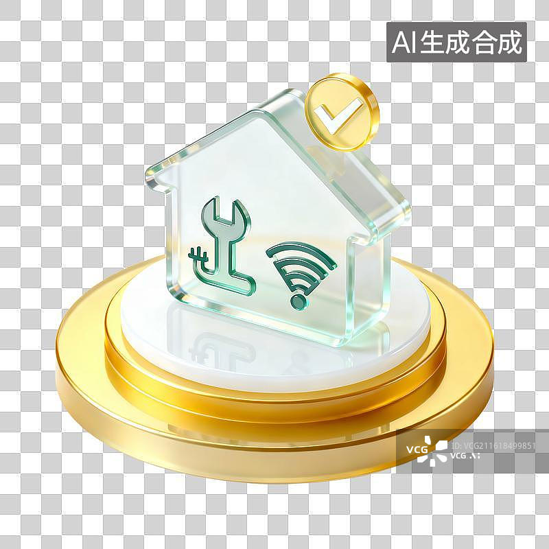 【AI数字艺术】金色华丽科技感玻璃金融插画元素图片素材