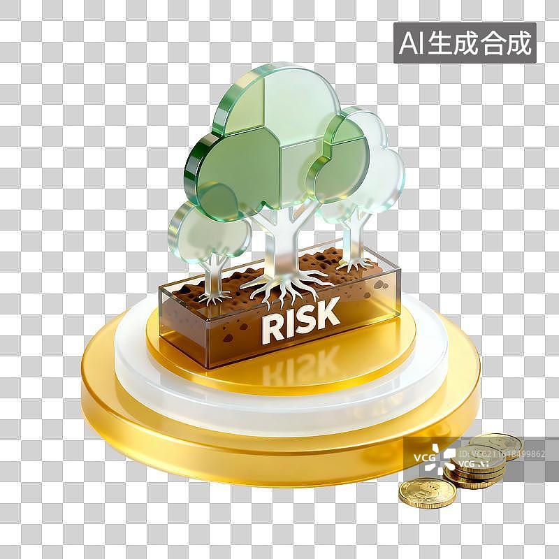 【AI数字艺术】金色华丽科技感玻璃金融插画元素图片素材