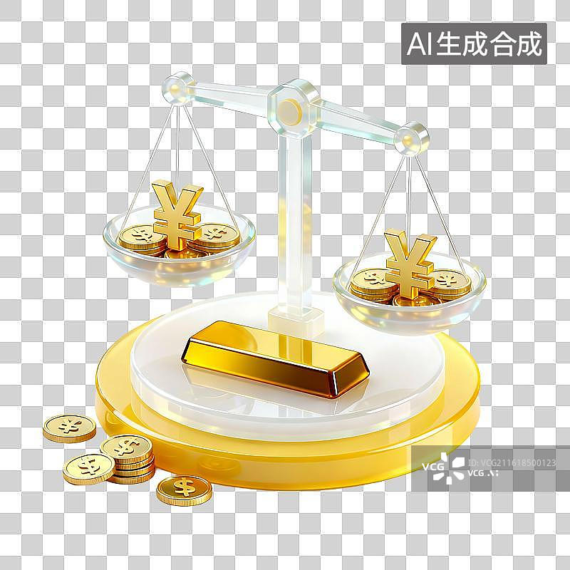 【AI数字艺术】金色华丽科技感玻璃金融插画元素图片素材