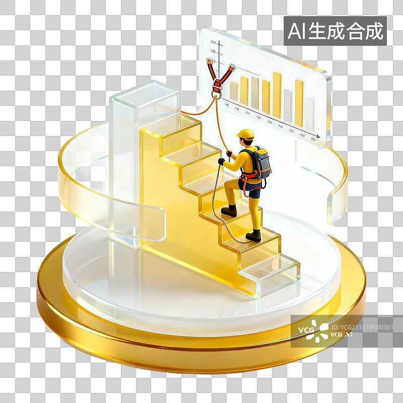 【AI数字艺术】金色华丽科技感玻璃金融插画元素图片素材