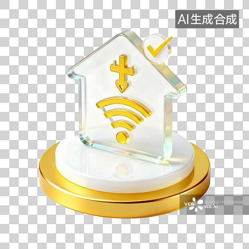 【AI数字艺术】金色华丽科技感玻璃金融插画元素图片素材