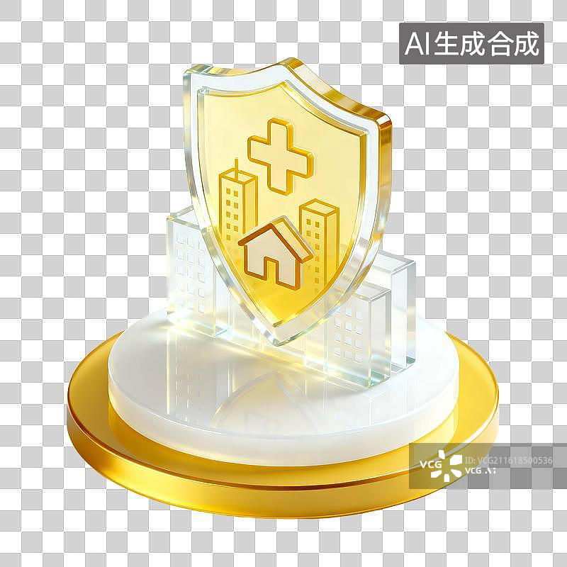 【AI数字艺术】金色华丽科技感玻璃金融插画元素图片素材