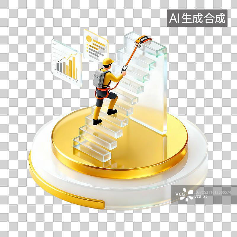 【AI数字艺术】金色华丽科技感玻璃金融插画元素图片素材