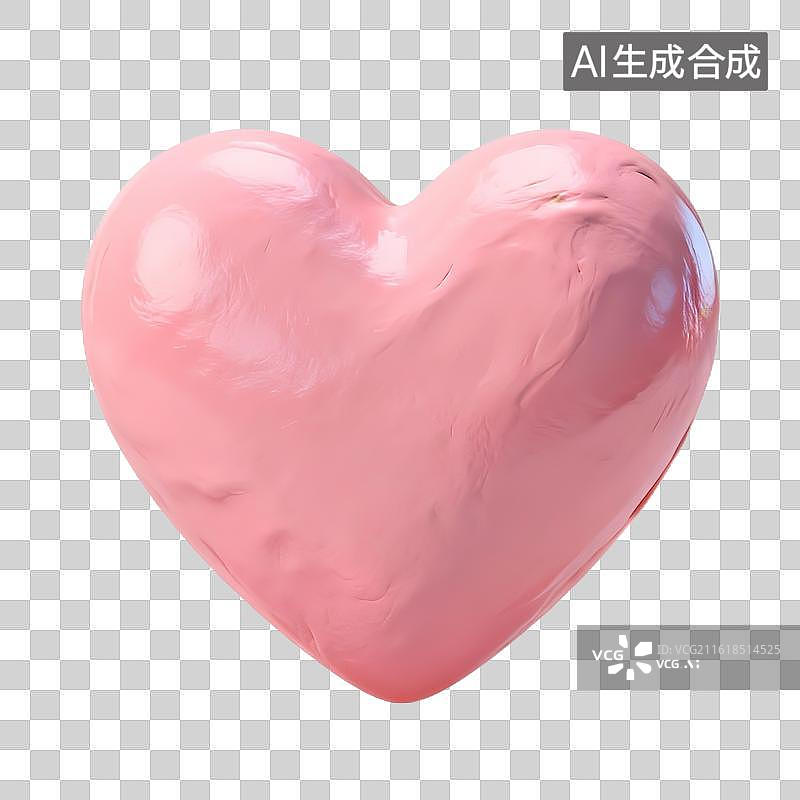 【AI数字艺术】粉色光泽3D心形物体图片素材
