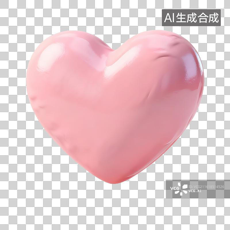 【AI数字艺术】粉色光泽3D心形物体图片素材