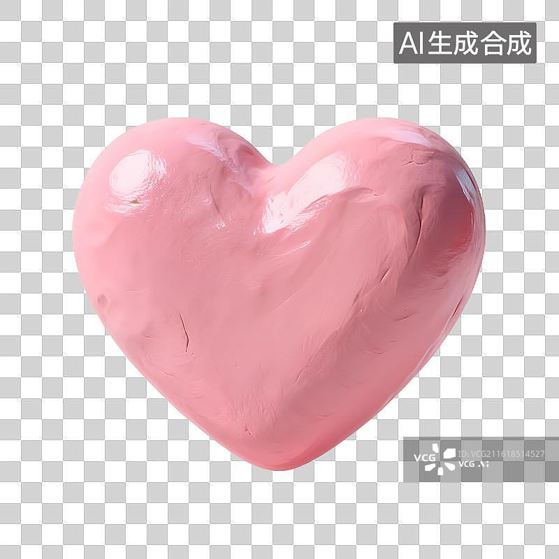 【AI数字艺术】粉色光泽3D心形物体图片素材