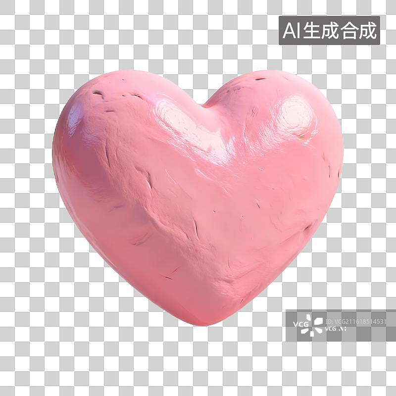 【AI数字艺术】粉色光泽3D心形物体图片素材
