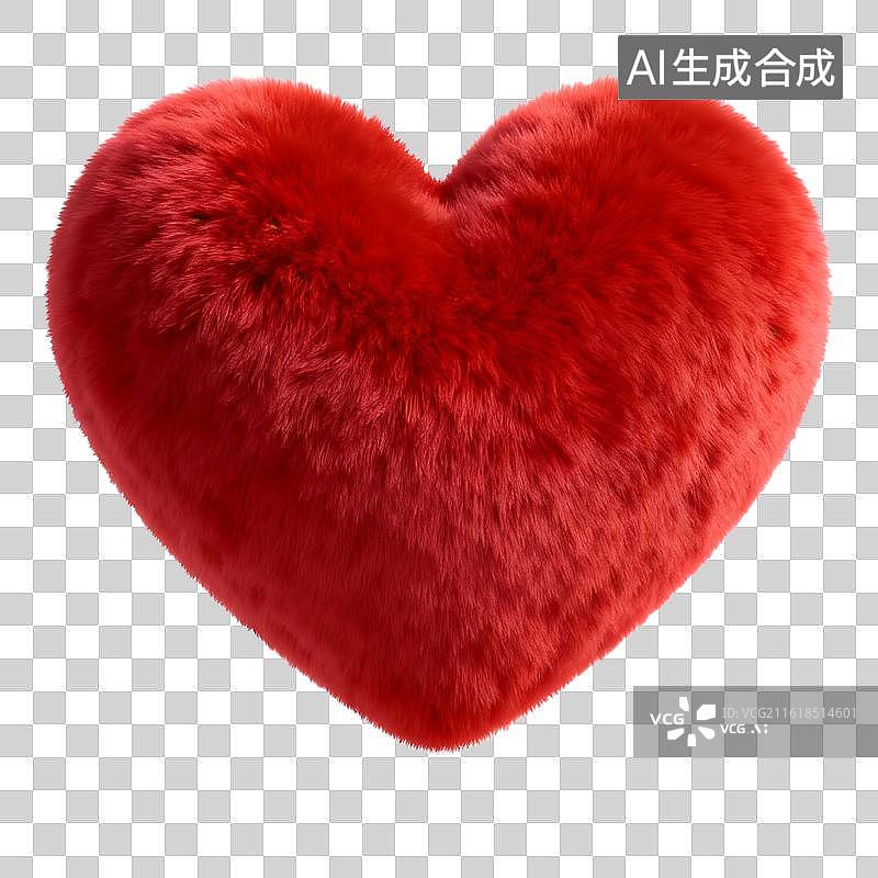 【AI数字艺术】红色毛绒心形图片素材
