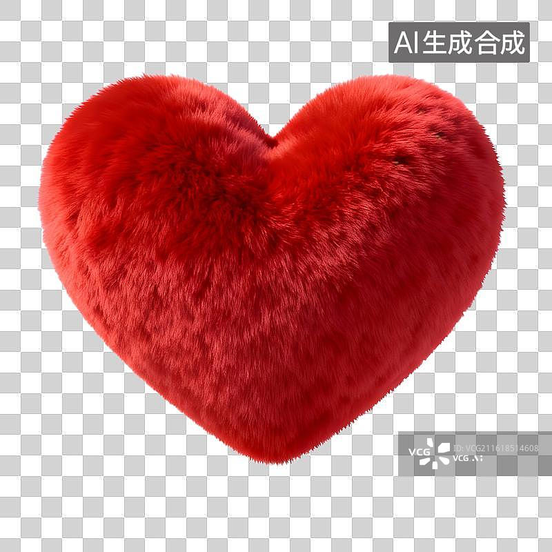 【AI数字艺术】红色毛绒心形图片素材