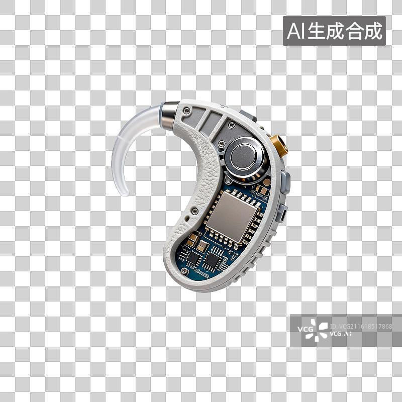 【AI数字艺术】3d打印人工耳蜗数字助听器带电路板展示图片素材