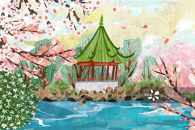无锡蠡园插画图片素材