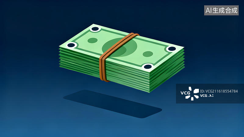 【AI数字艺术】一叠绿色钞票图片素材