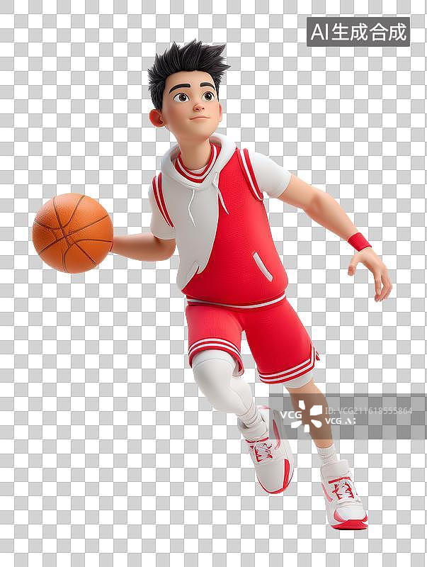 【AI数字艺术】一个男篮球运动员在打篮球图片素材