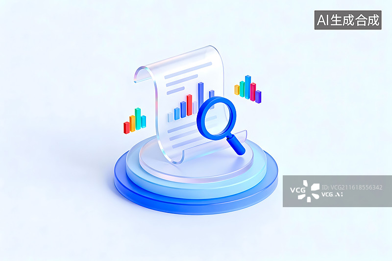【AI数字艺术】数据分析 3D立体图标商业数据统计与研究图片素材