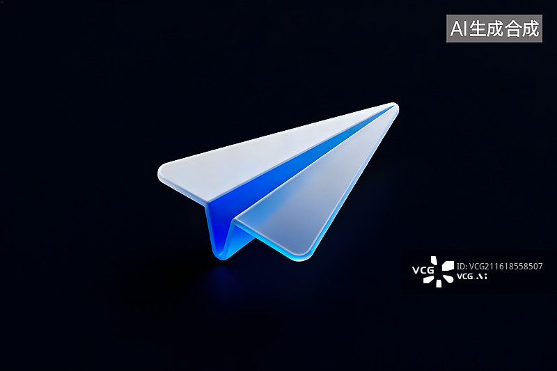 【AI数字艺术】发光纸飞机 黑色背景图片素材