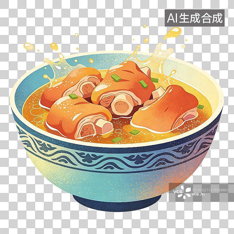 【AI数字艺术】一碗蹄花美食插画图片素材