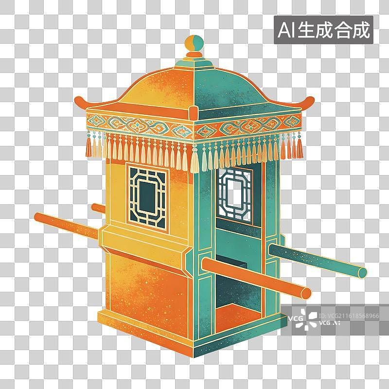 【AI数字艺术】中式花轿插画图片素材