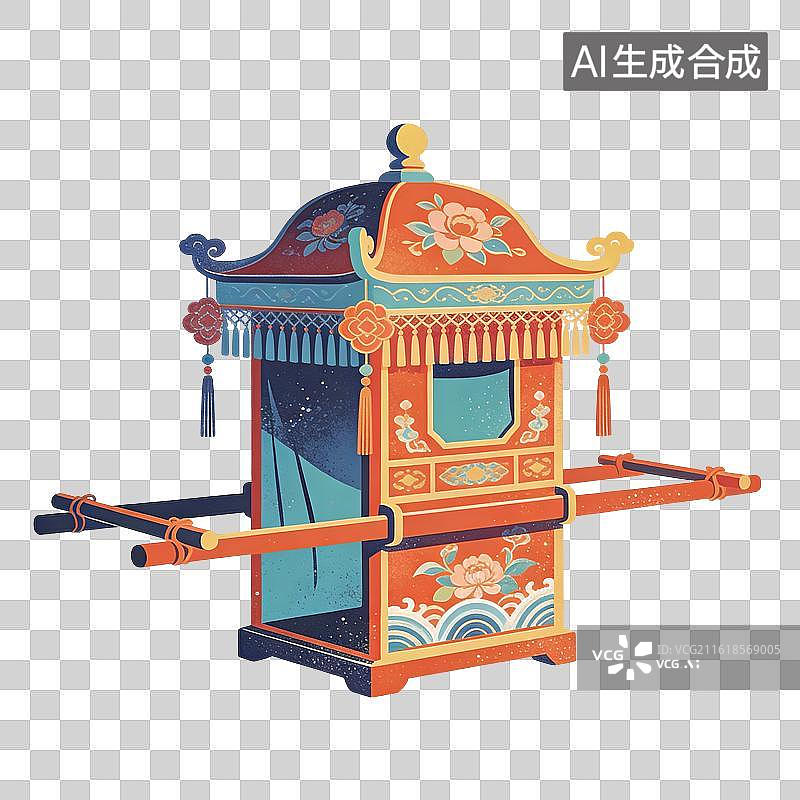 【AI数字艺术】中式花轿插画图片素材