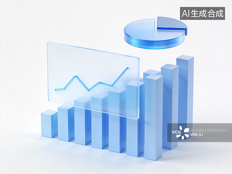 【AI数字艺术】蓝色立体图表展示图片素材