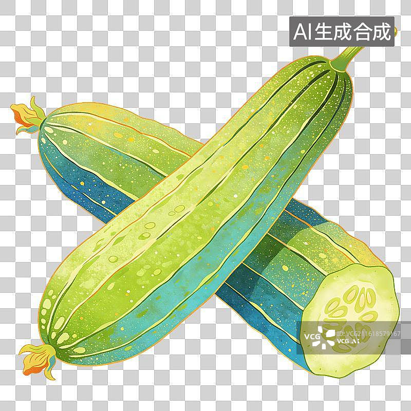【AI数字艺术】丝瓜插画图片素材