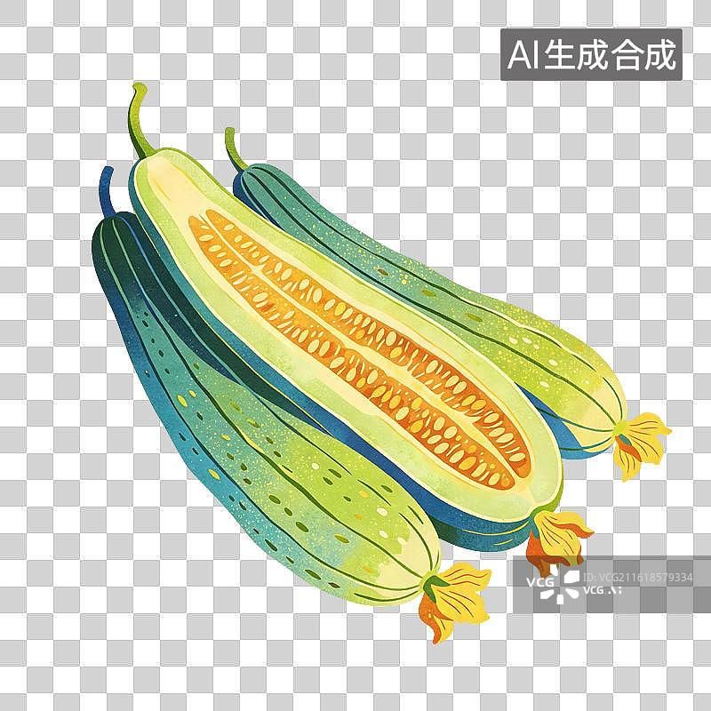 【AI数字艺术】丝瓜插画图片素材