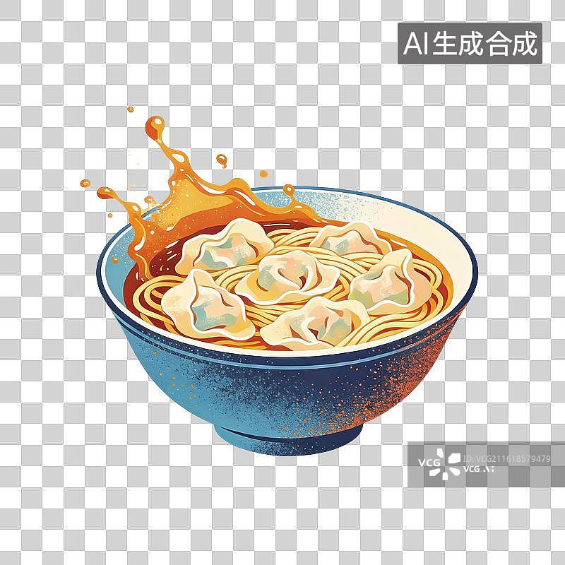 【AI数字艺术】云吞面插画图片素材