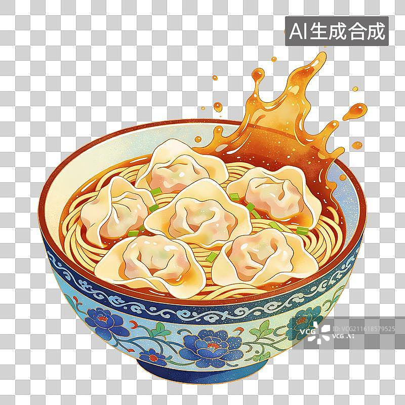 【AI数字艺术】云吞面插画图片素材