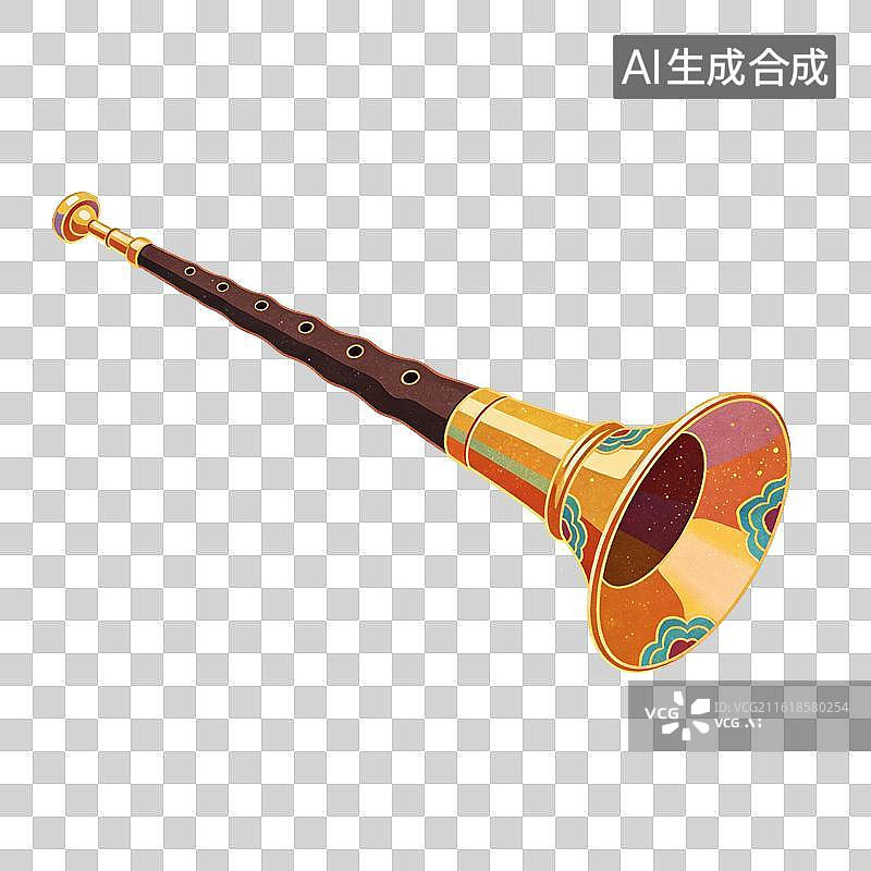 【AI数字艺术】唢呐乐器插画图片素材