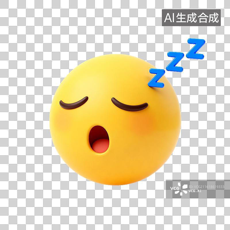 【AI数字艺术】[免抠PNG素材]困倦的黄色睡觉表情符号图片素材