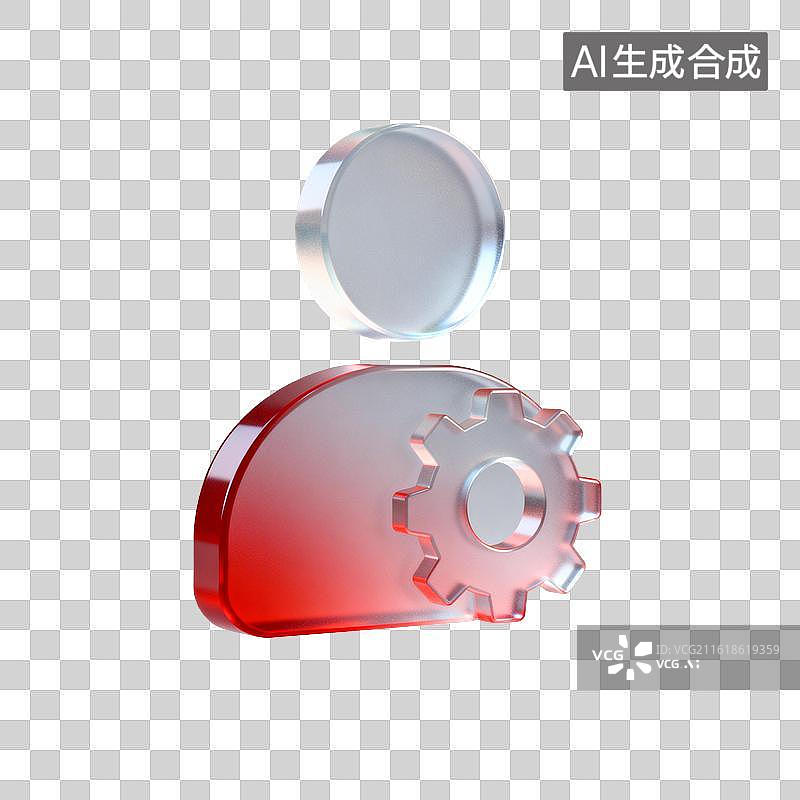 【AI数字艺术】[免抠PNG素材]3D抽象齿轮云形图标图片素材
