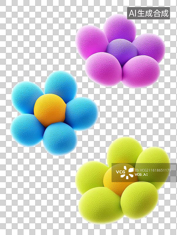 【AI数字艺术】免扣元素泡沫质感的花朵图片素材