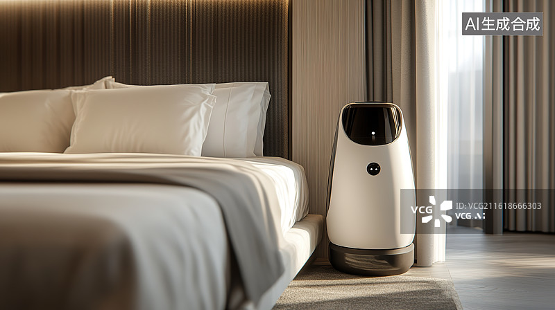 【AI数字艺术】未来家居室内智能管家护理机器人科技主题场景图片素材