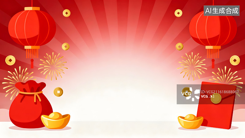 【AI数字艺术】中国传统新年春节元素背景图片素材