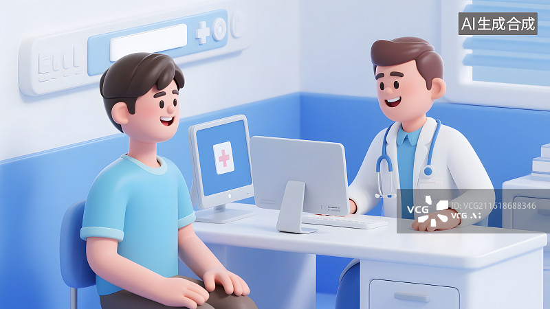 【AI数字艺术】患者问诊 医生和患者沟通图片素材
