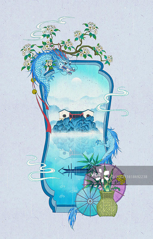 园林葫芦门雨水节气框景-苏州留园图片素材