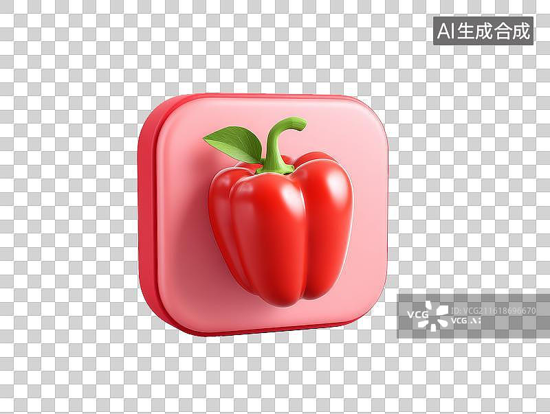 【AI数字艺术】辣椒图标在红色方块上图片素材