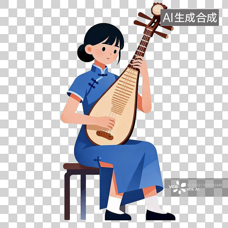 【AI数字艺术】弹琵琶的女人图片素材