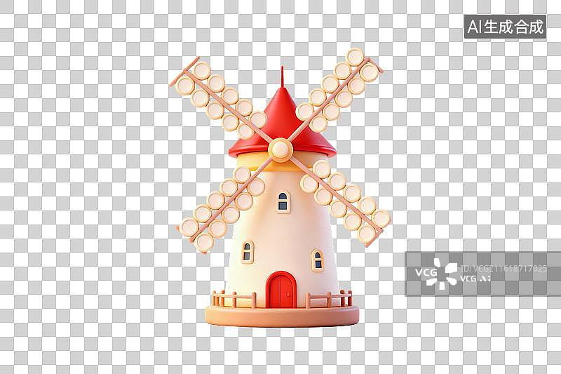 【AI数字艺术】卡通风格，一个风车PNG格式的免扣元素图片素材