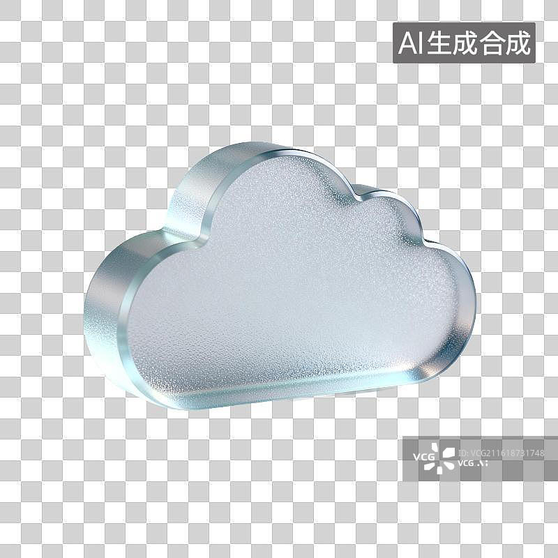 【AI数字艺术】[免抠PNG素材]3D磨砂玻璃云形装饰图片素材
