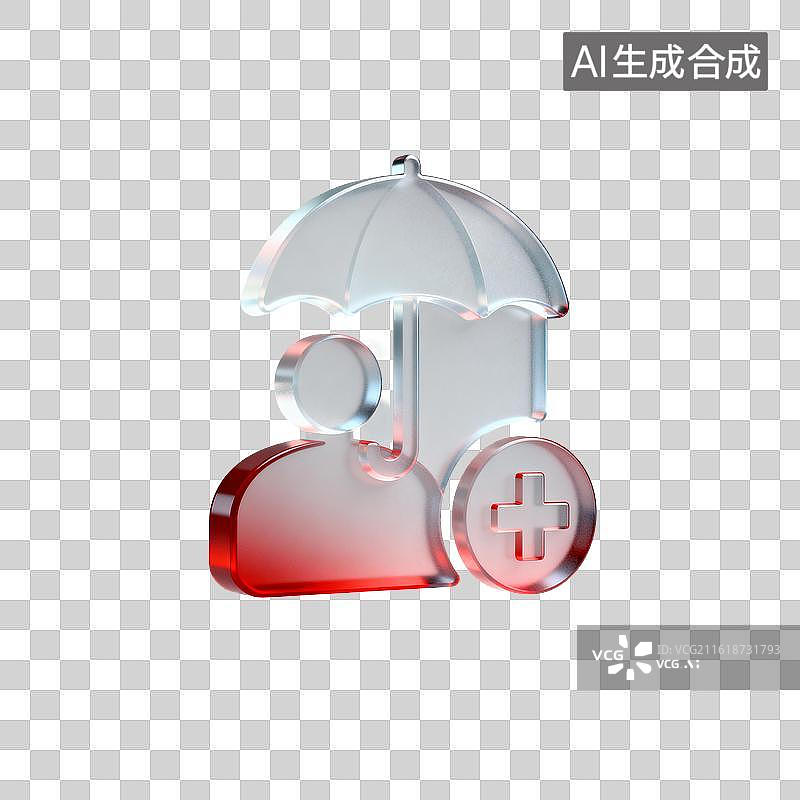 【AI数字艺术】[免抠PNG素材]医疗防护图标（伞+轮椅）图片素材