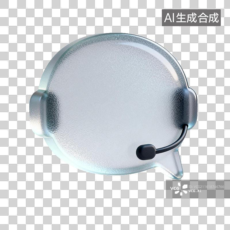 【AI数字艺术】[免抠PNG素材]透明对话气泡与耳机麦克风图片素材