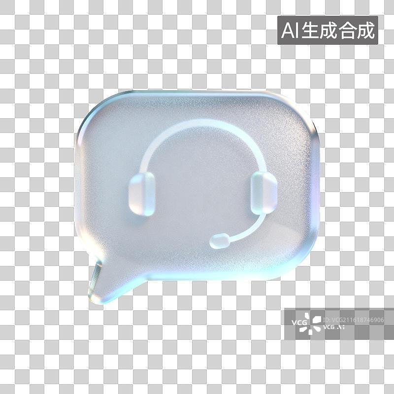 【AI数字艺术】[免抠PNG素材]带耳机的3D语音气泡图标图片素材