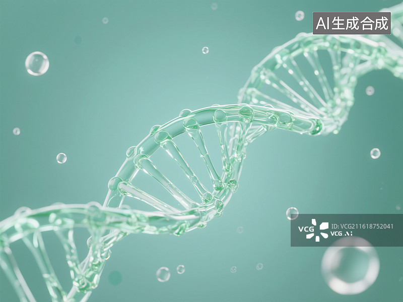 【AI数字艺术】3D渲染，DNA，脱氧核糖核酸，生物科技，遗传学，克隆技术，基因背景图图片素材