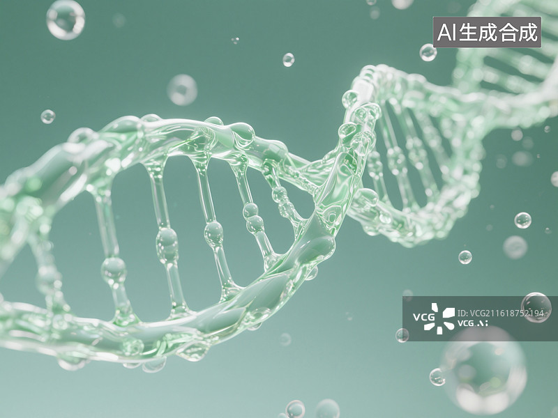 【AI数字艺术】3D渲染，DNA，脱氧核糖核酸，生物科技，遗传学，克隆技术，基因背景图图片素材