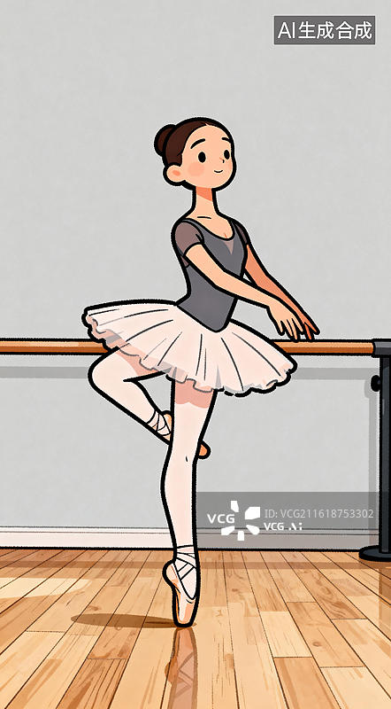 【AI数字艺术】芭蕾舞演员在把杆前练习图片素材
