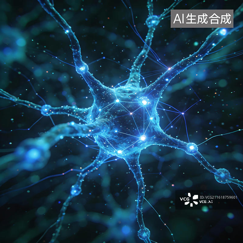 【AI数字艺术】神经元细胞结构示意图图片素材