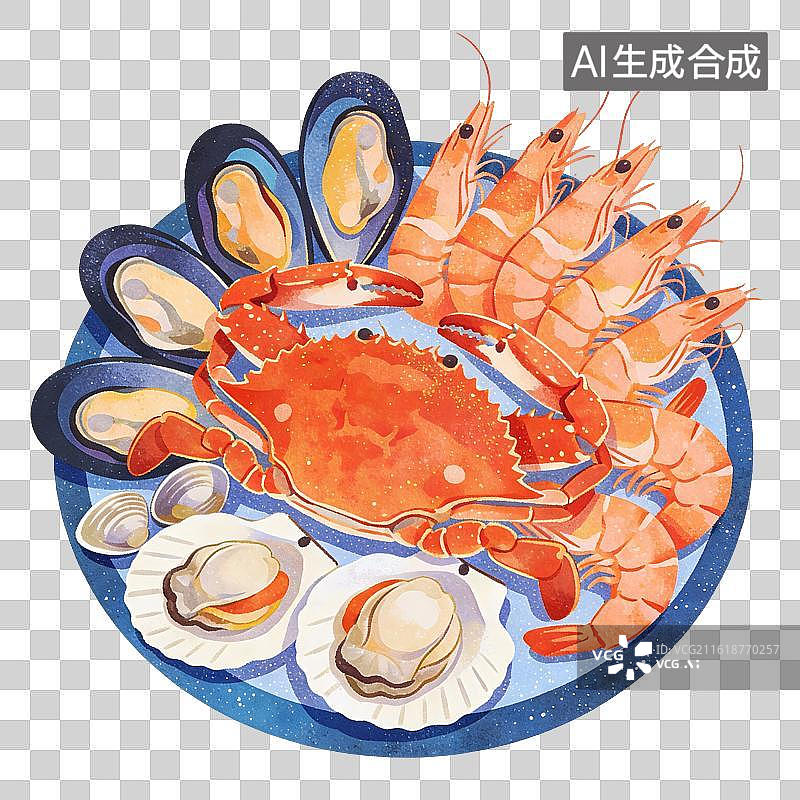 【AI数字艺术】海鲜美食插画图片素材