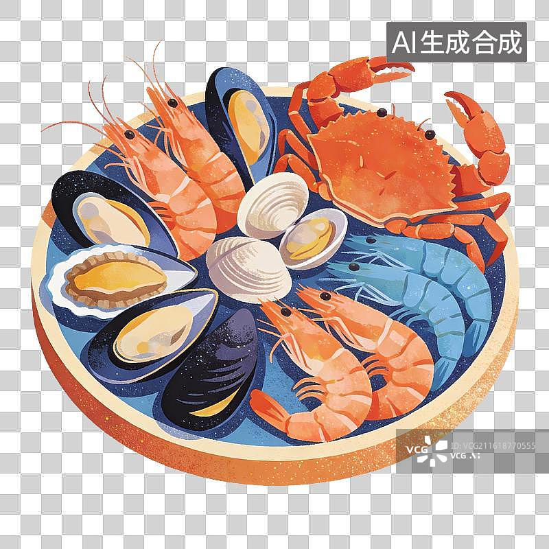 【AI数字艺术】海鲜美食插画图片素材